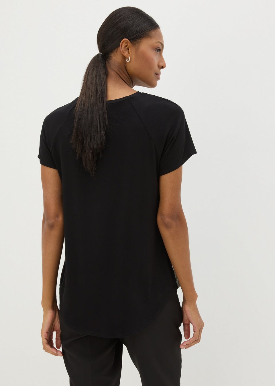 Et Vous Black Floral Front Jersey Back T-Shirt