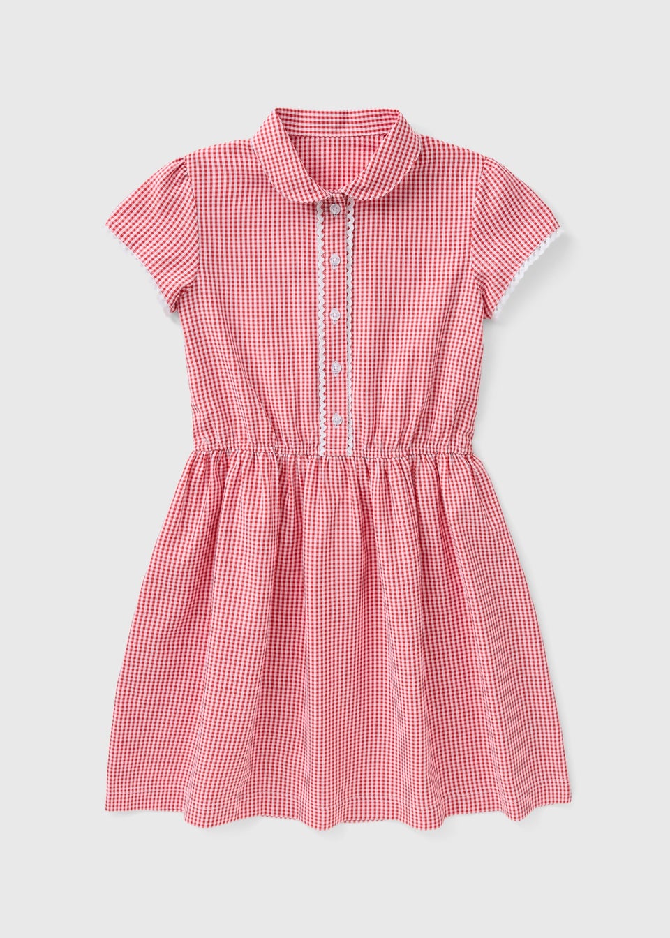 Girls Red Traditional Easy Dressing School Dress (3-13yrs)