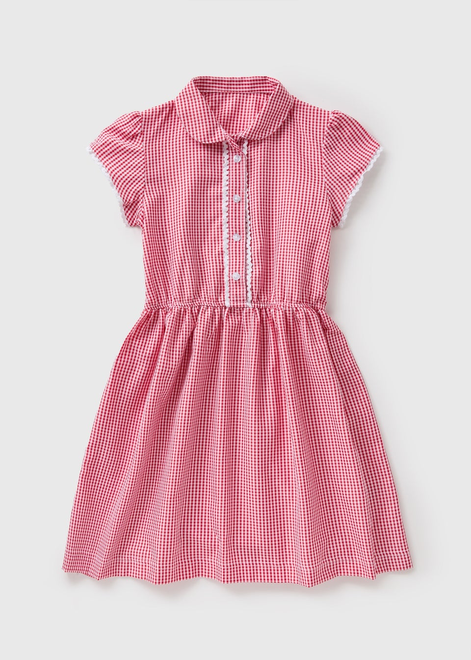 Girls Red Traditional Easy Dressing School Dress (3-13yrs)