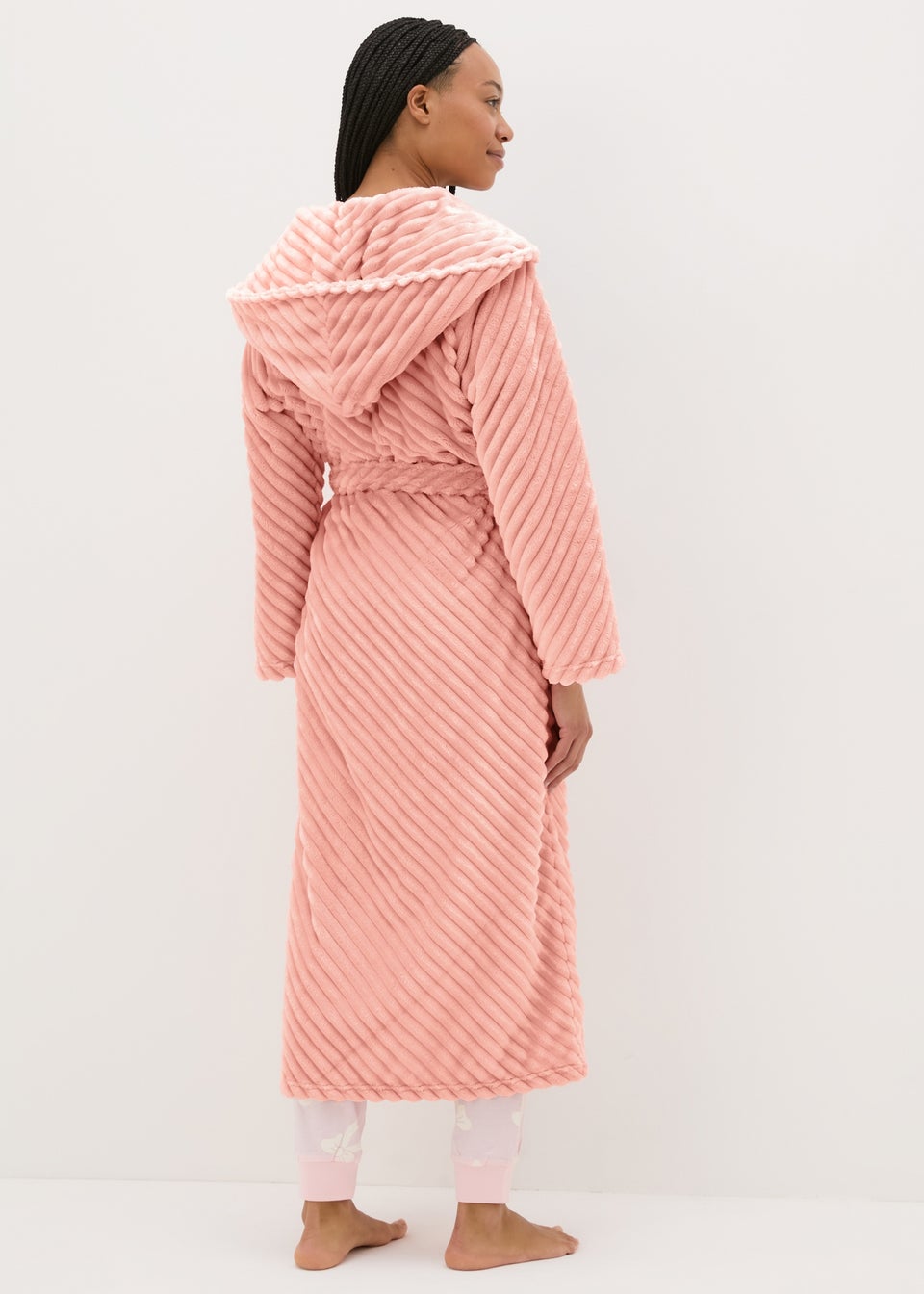 Pink Diagonal Fleece Dressing Gown