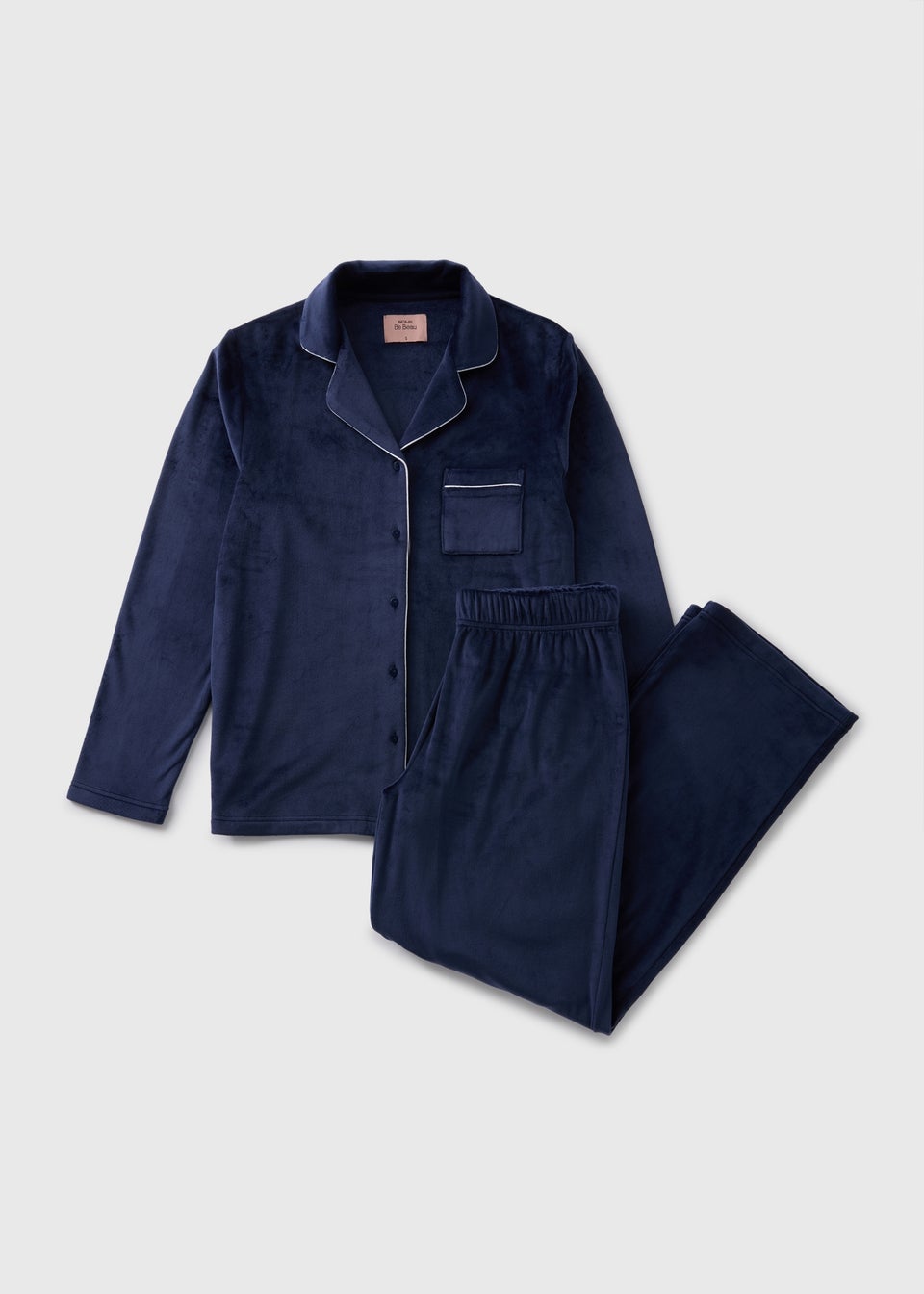 Navy Button Up Fleece Pyjama Set