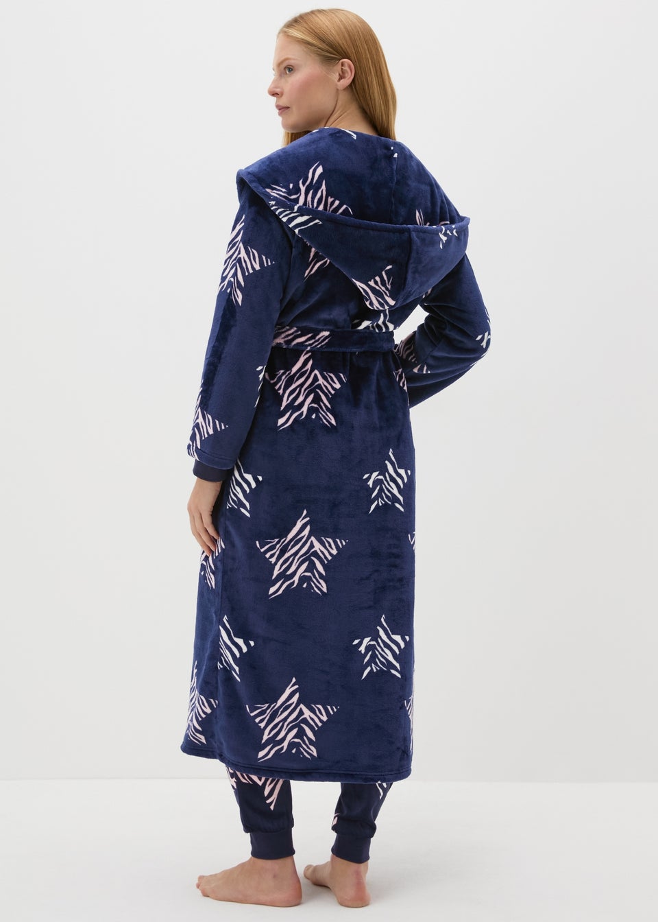 Navy Star Print Dressing Gown