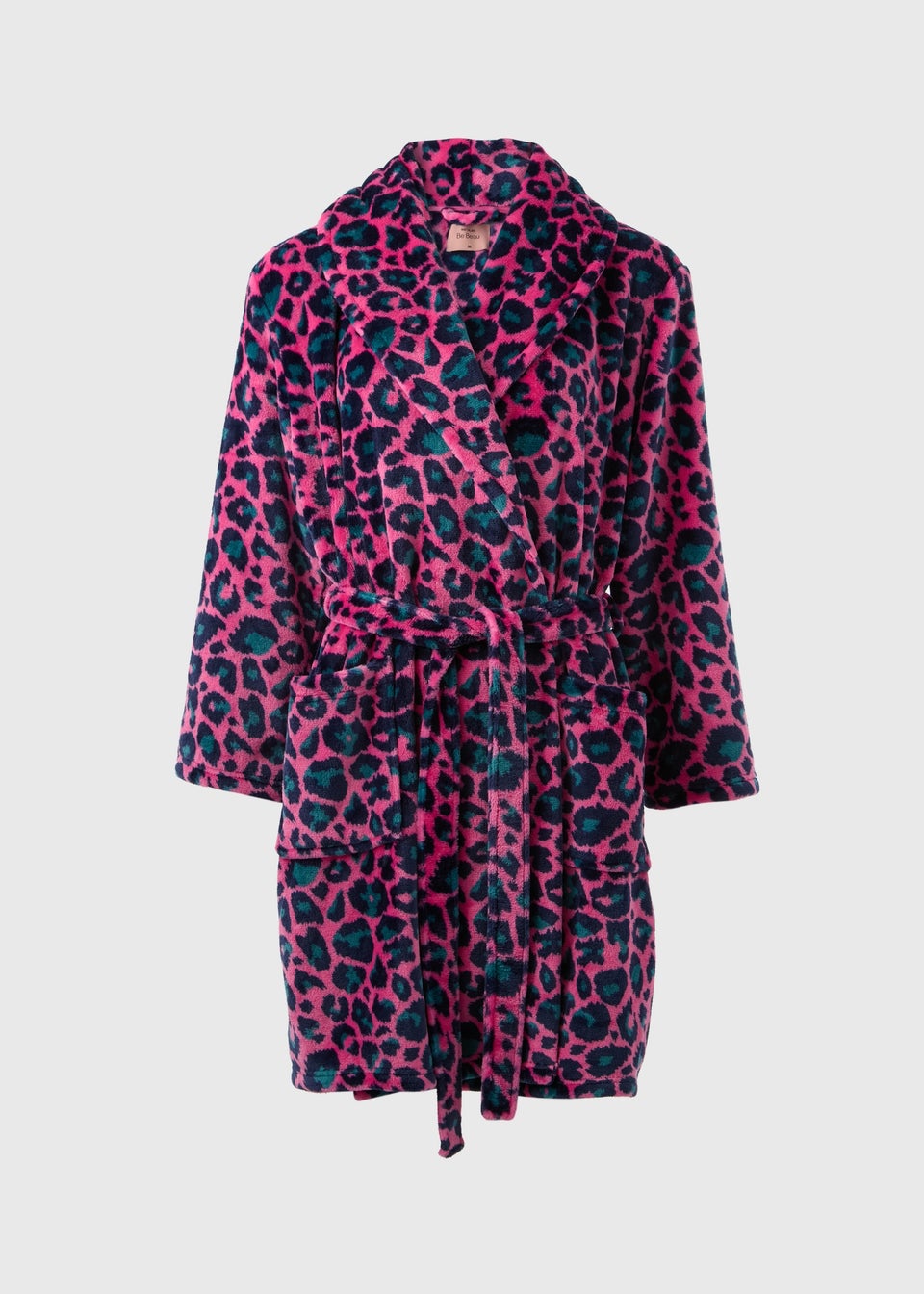 Pink Animal Print Fleece Dressing Gown