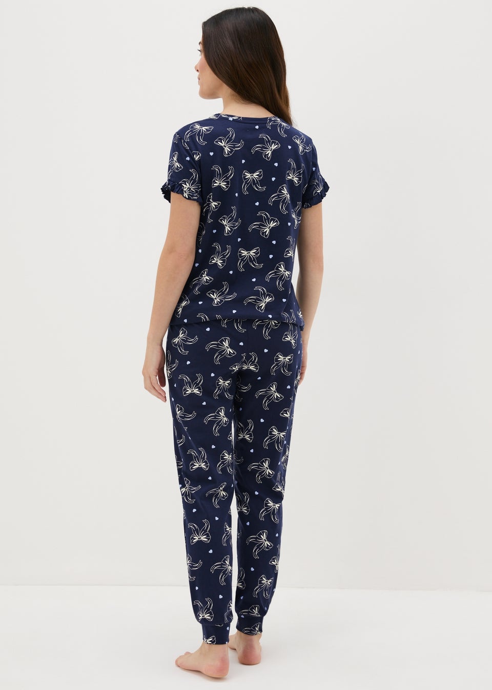 Navy Bow Pyjama Set