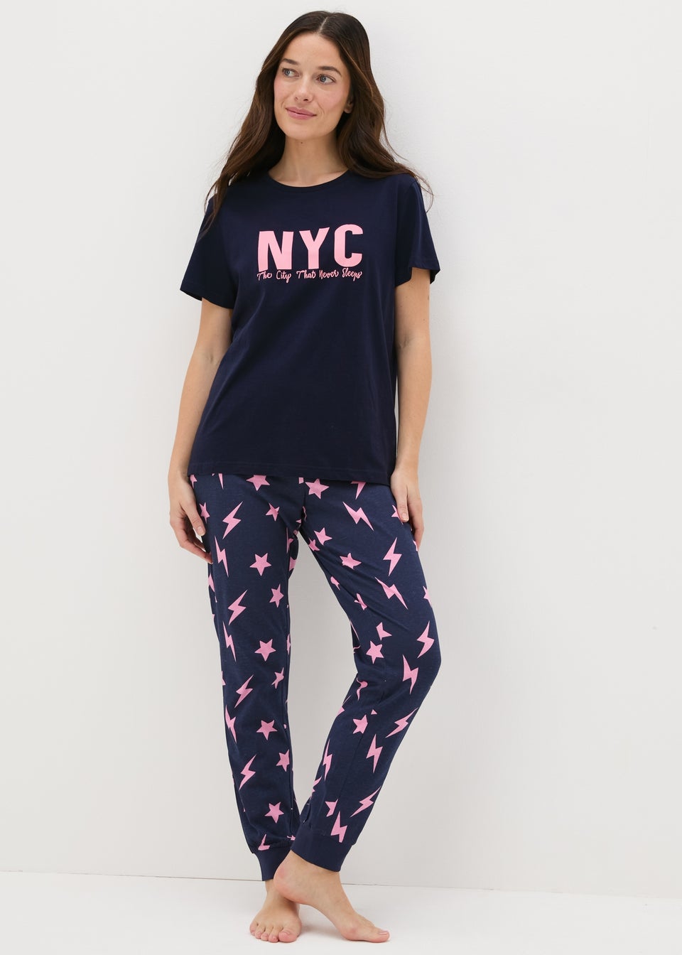 Navy NYC Pyjama Set Matalan