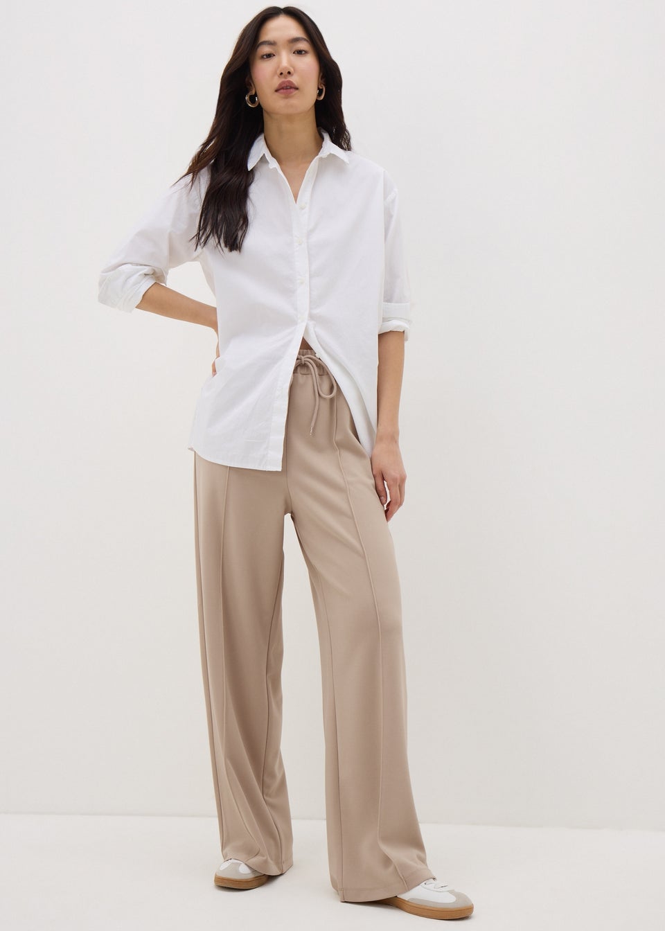 Stone Seam Detail Wide Leg Trousers