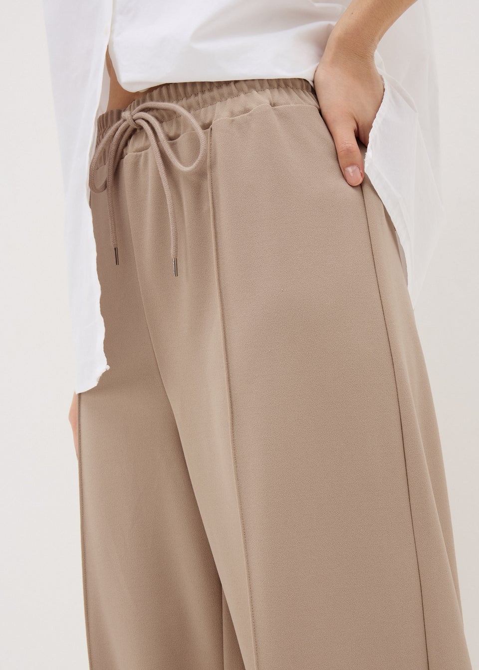 Stone Seam Detail Wide Leg Trousers