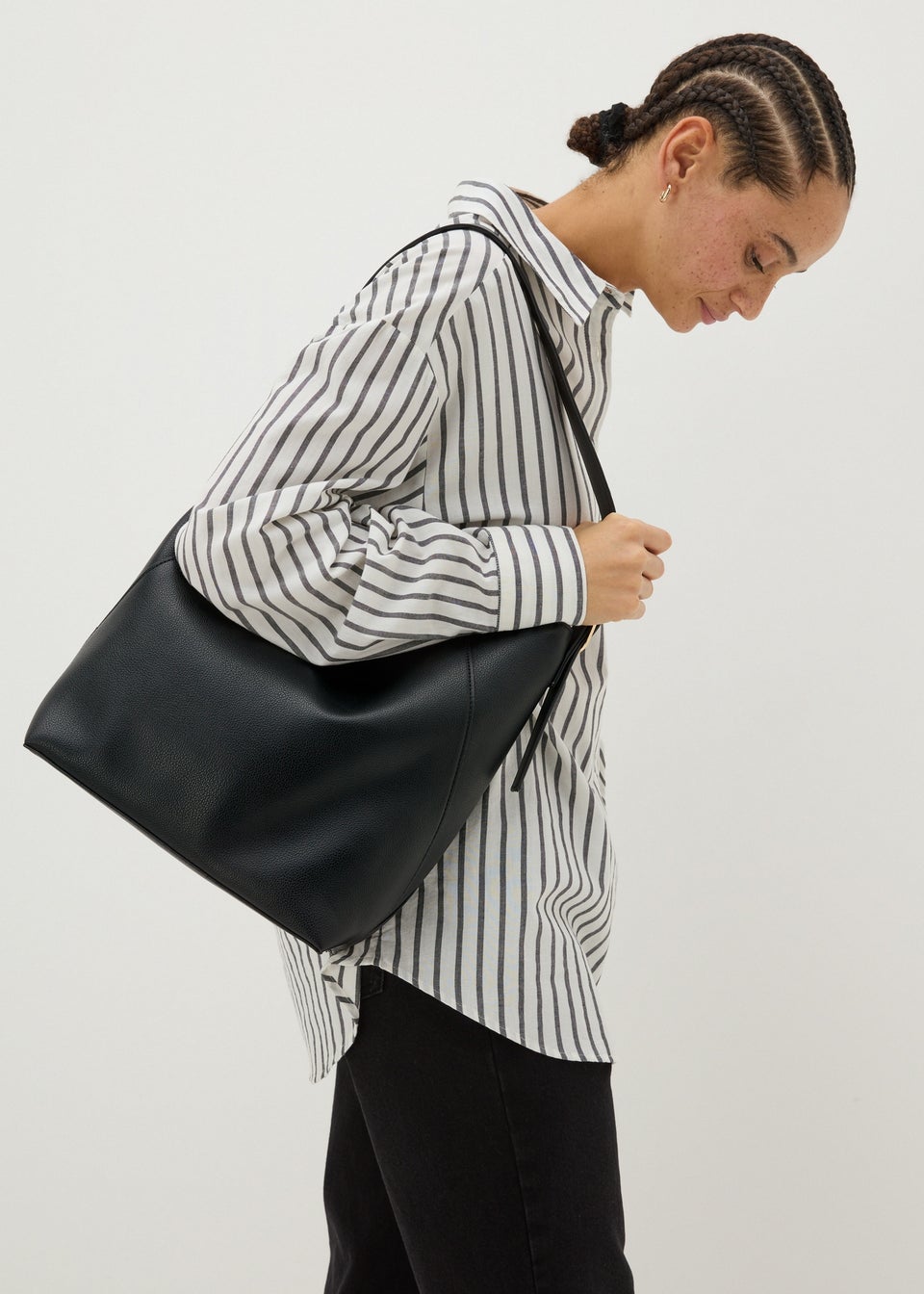 Black Bucket Tote Bag