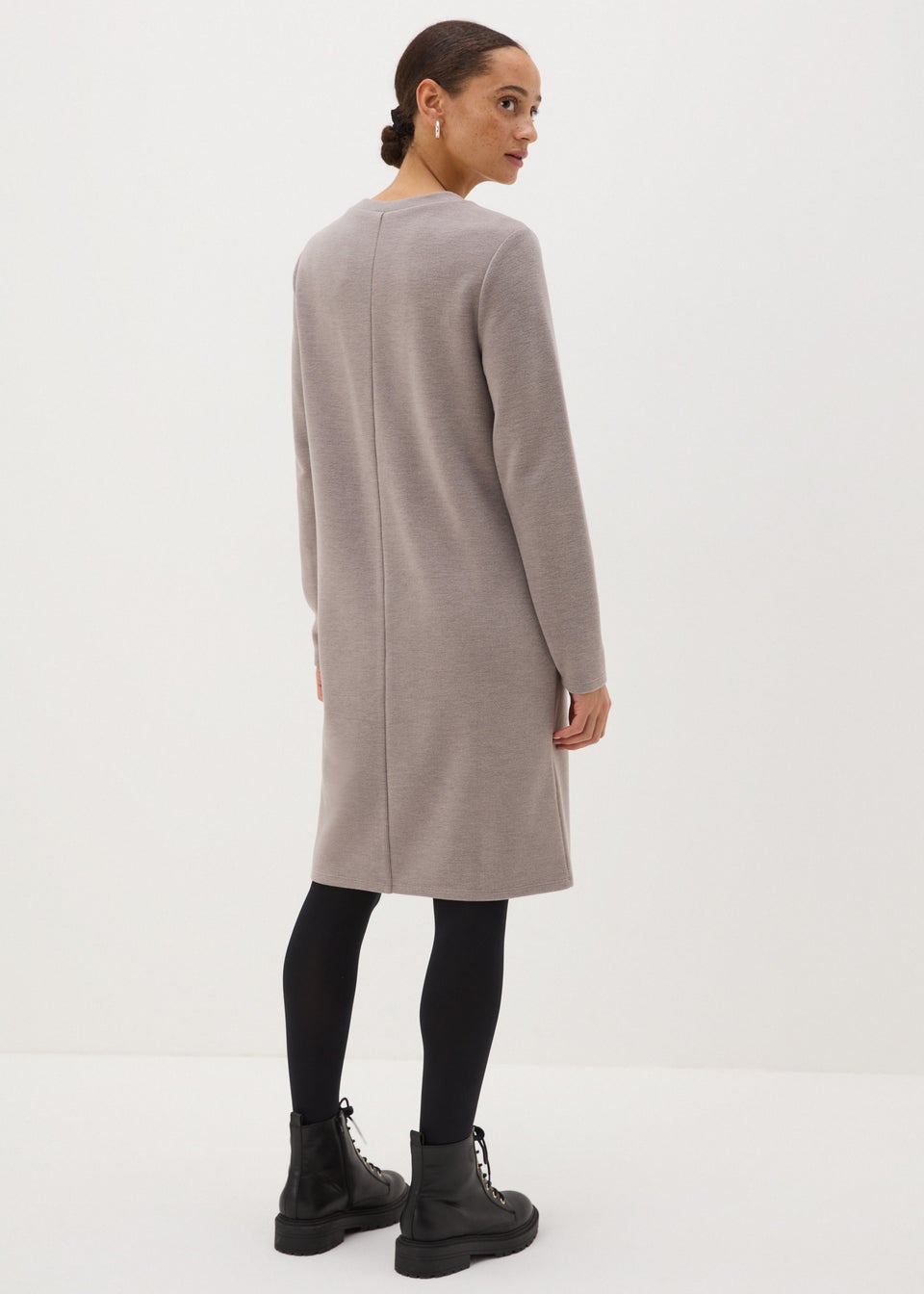 Brown Long Sleeve Mini Dress