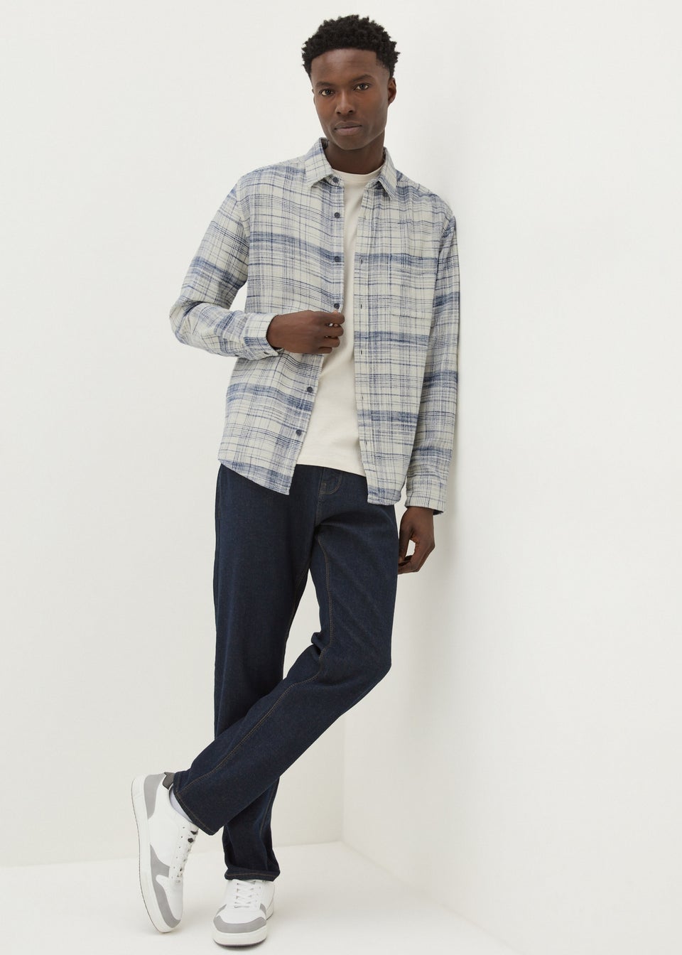 White Check Slub Shirt