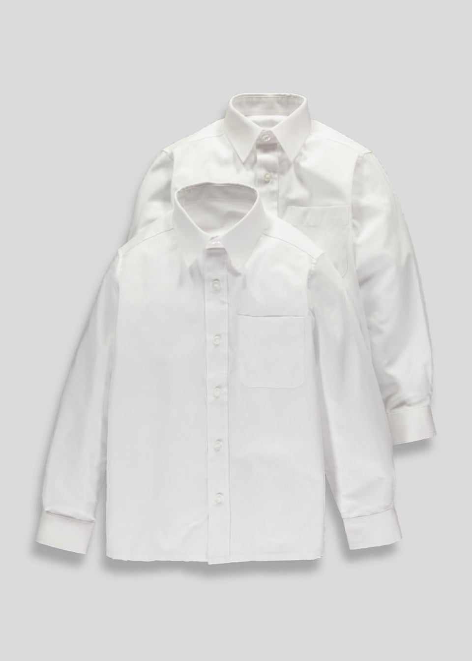 Boys 2 Pack White Long Sleeve School Shirts (6-16yrs)