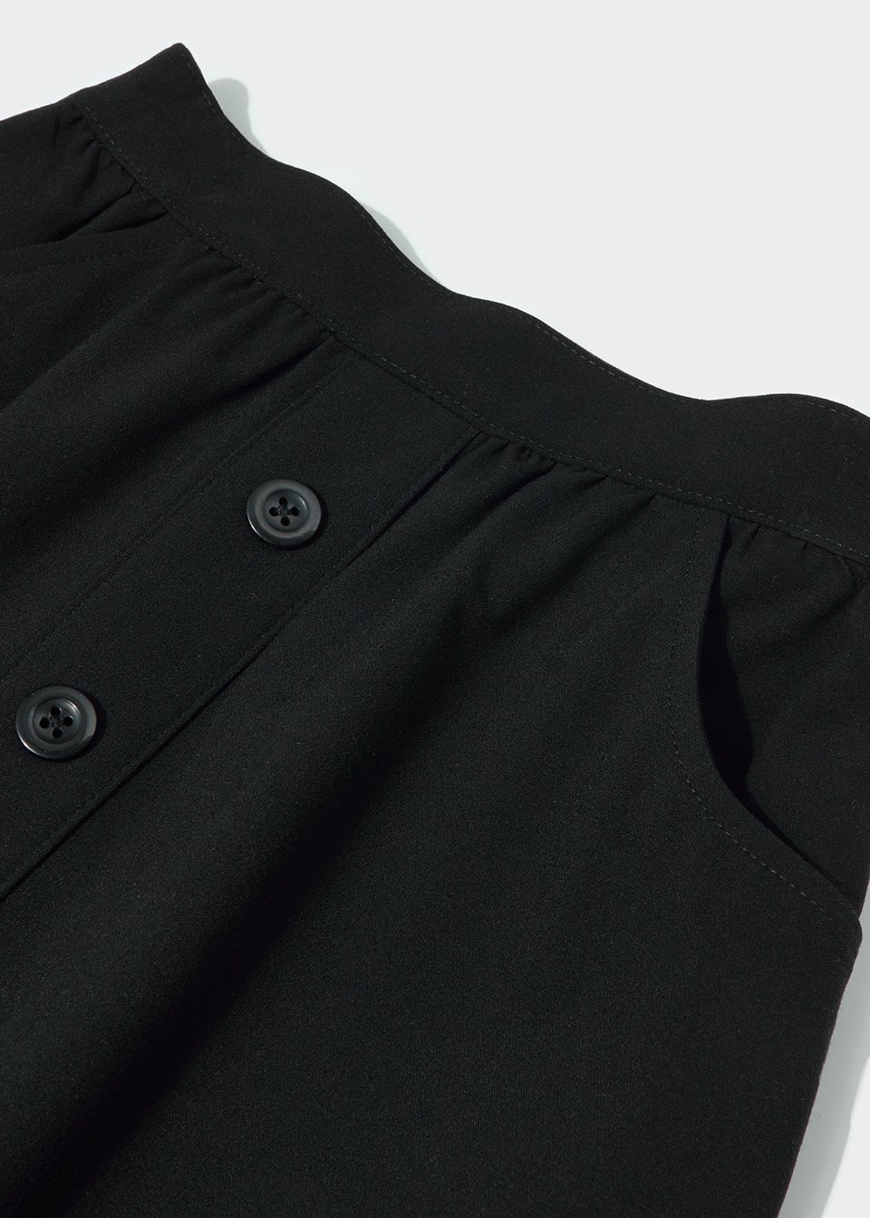 Girls Black Button Front School Skirt (3-13yrs)