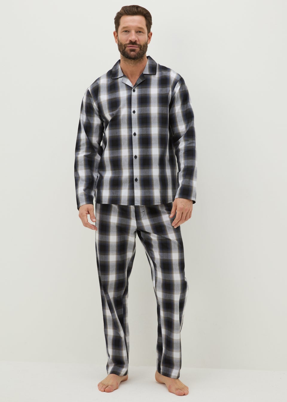 Black Check Brushed Woven Pyjama Set