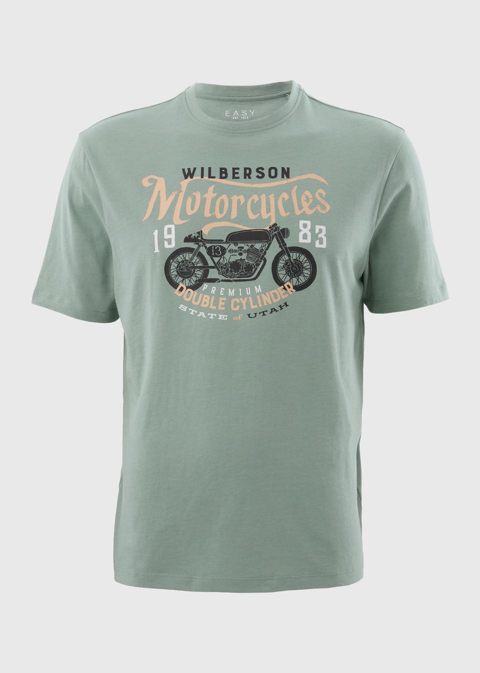 Green Motorcycle Print T-Shirt