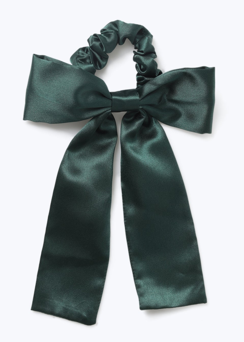 Girls Green Satin Bow Scrunchie