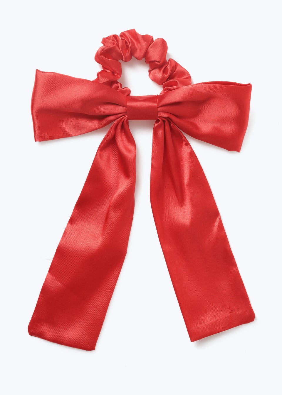 Girls Red Satin Bow Scrunchie