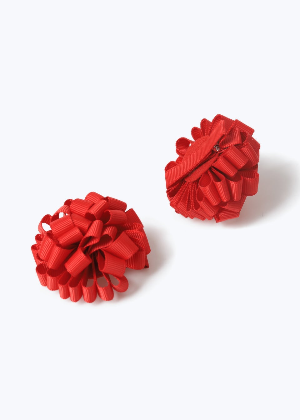 2 Pack Girls Red Pom Clips