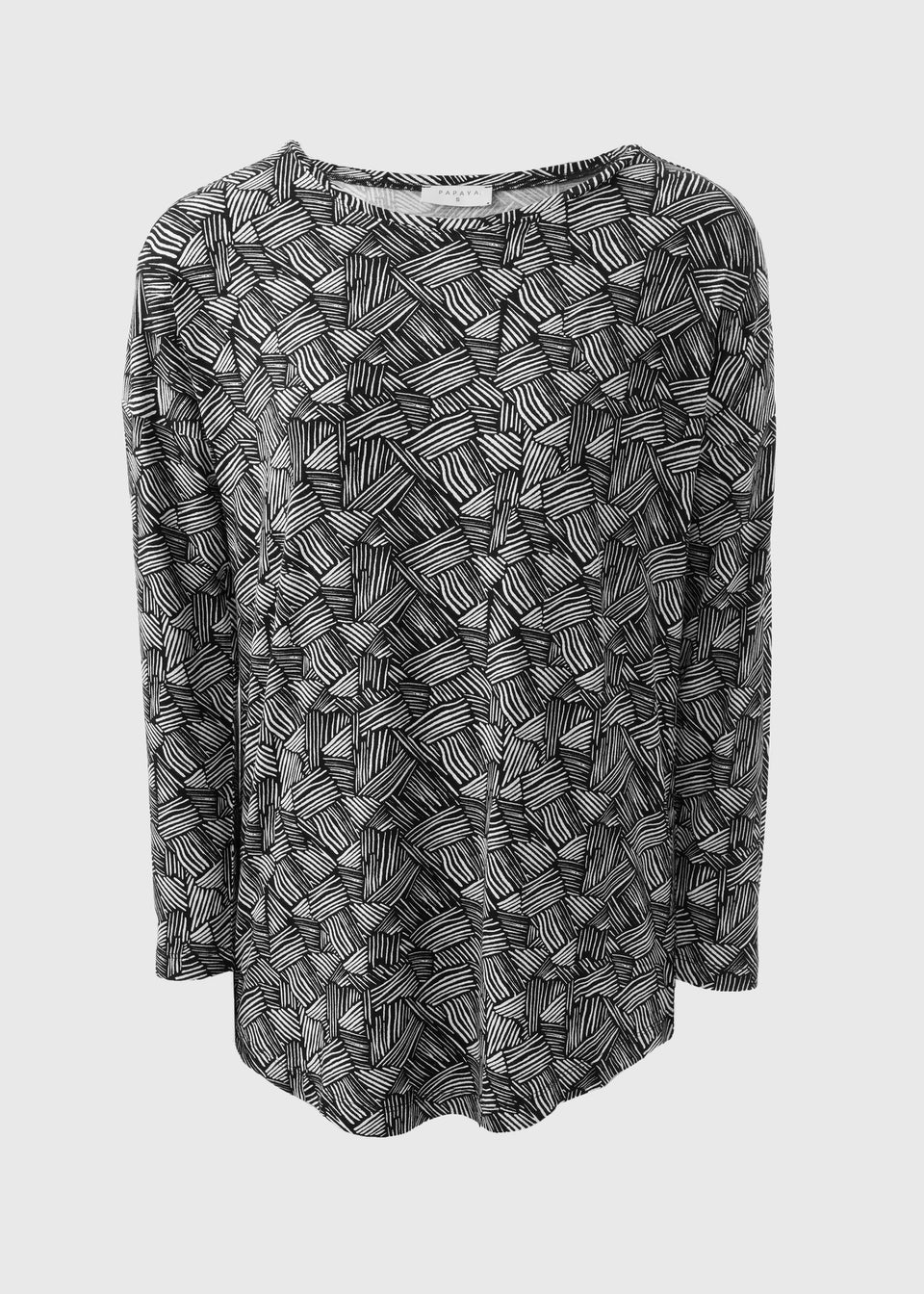 Black Abstract Print Long Sleeve Top