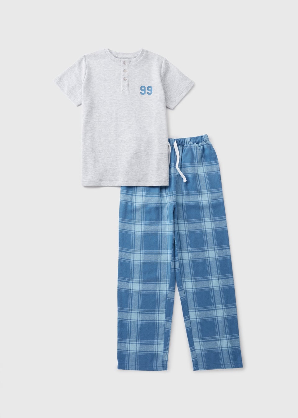 Boys Blue Check Pyjama Set (7-13yrs)