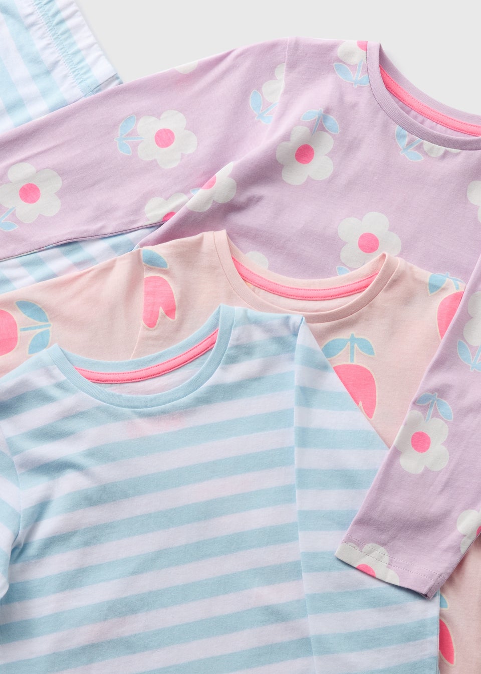 3 Pack Girls Pink Floral Pyjama Set (1-7yrs)
