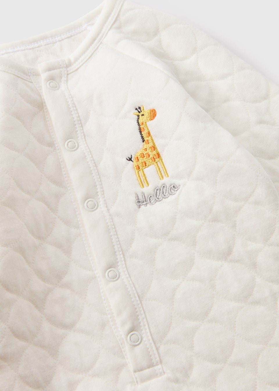 Baby Cream Giraffe Quilted Sleepsuit (Newborn-6mths)