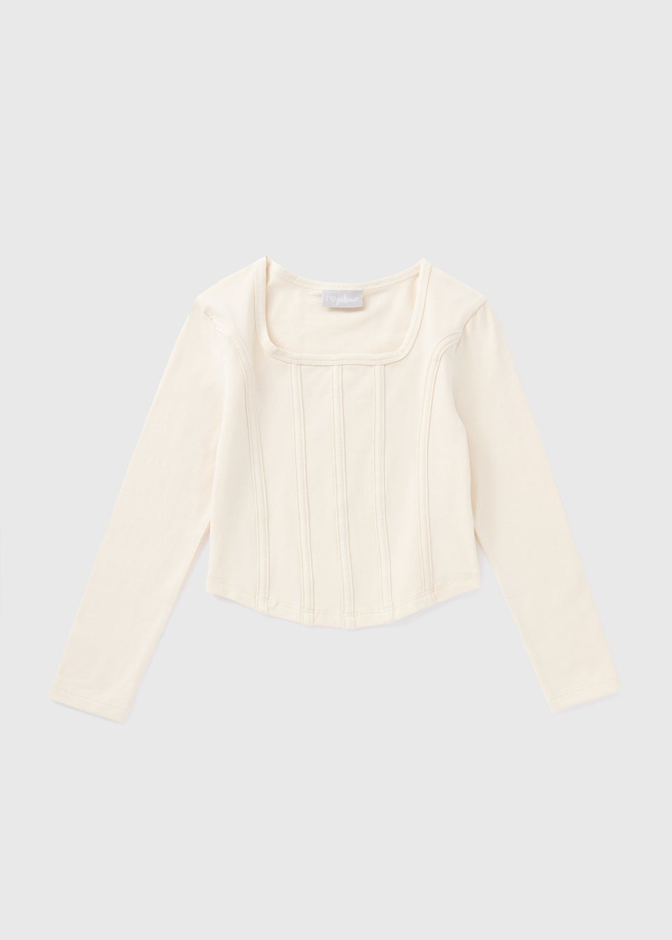 Girls Cream Corset Long Sleeve Top (7-15yrs)