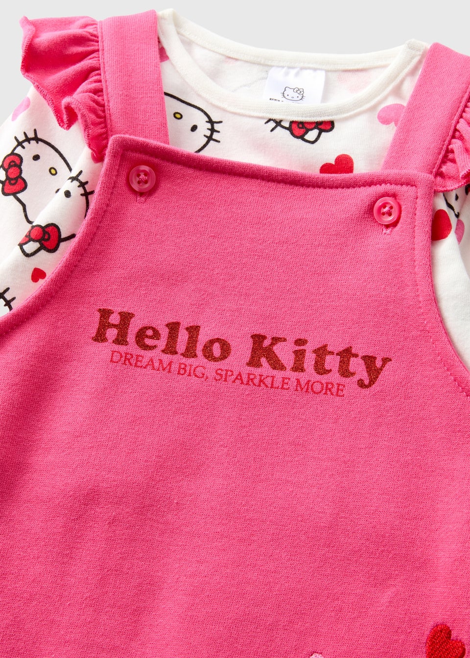 Hello Kitty Girls Pink Dungaree Set (Newbron-18mths)