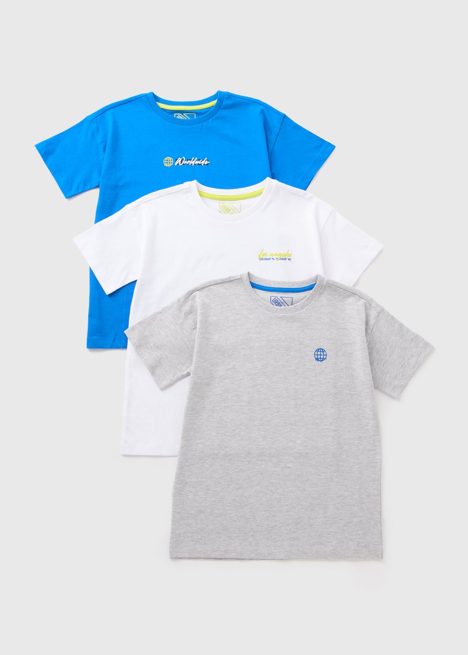 3 Pack Boys Multicolour T-Shirts (7-15yrs)