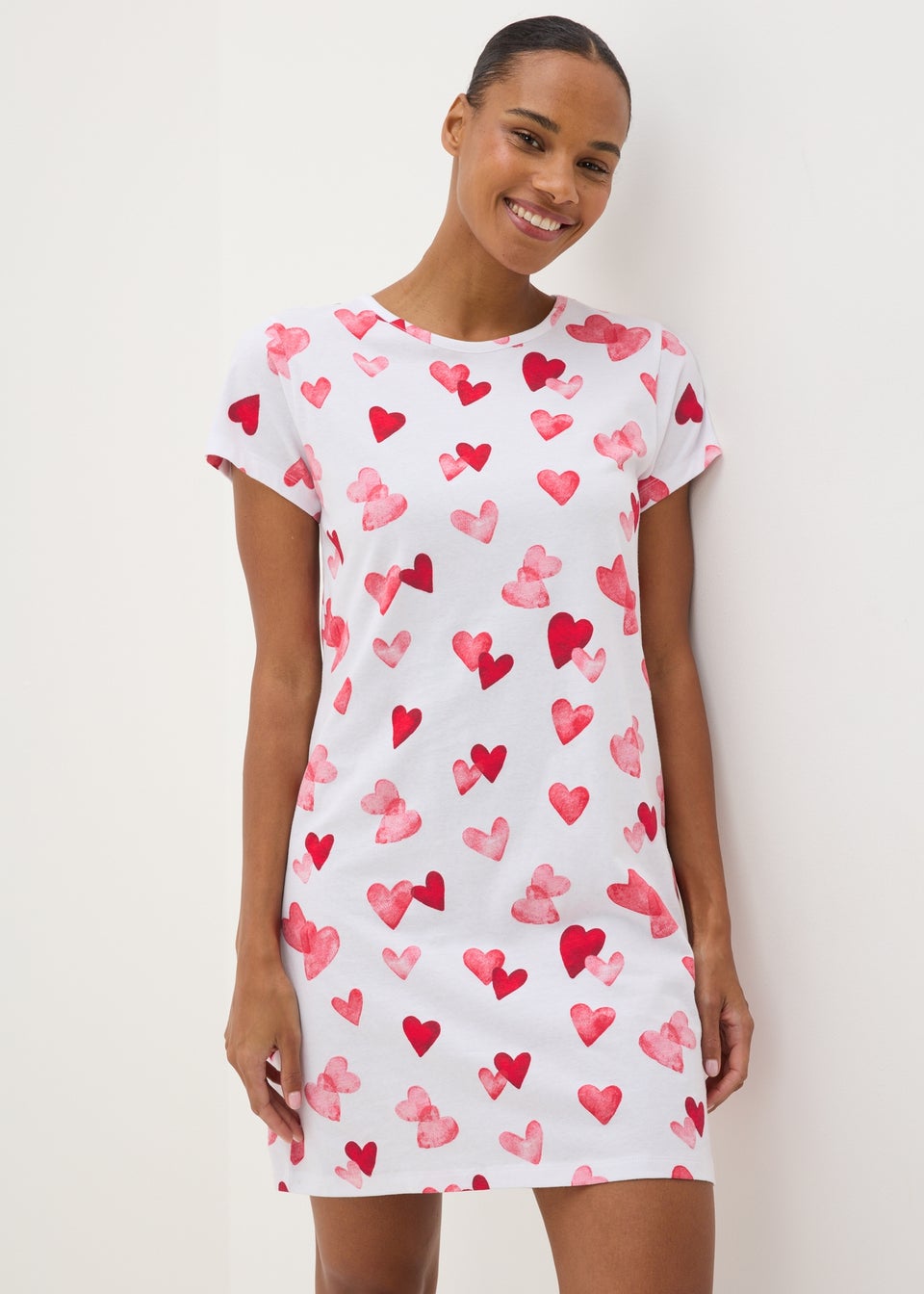 Cream Hearts T-Shirt Nightie