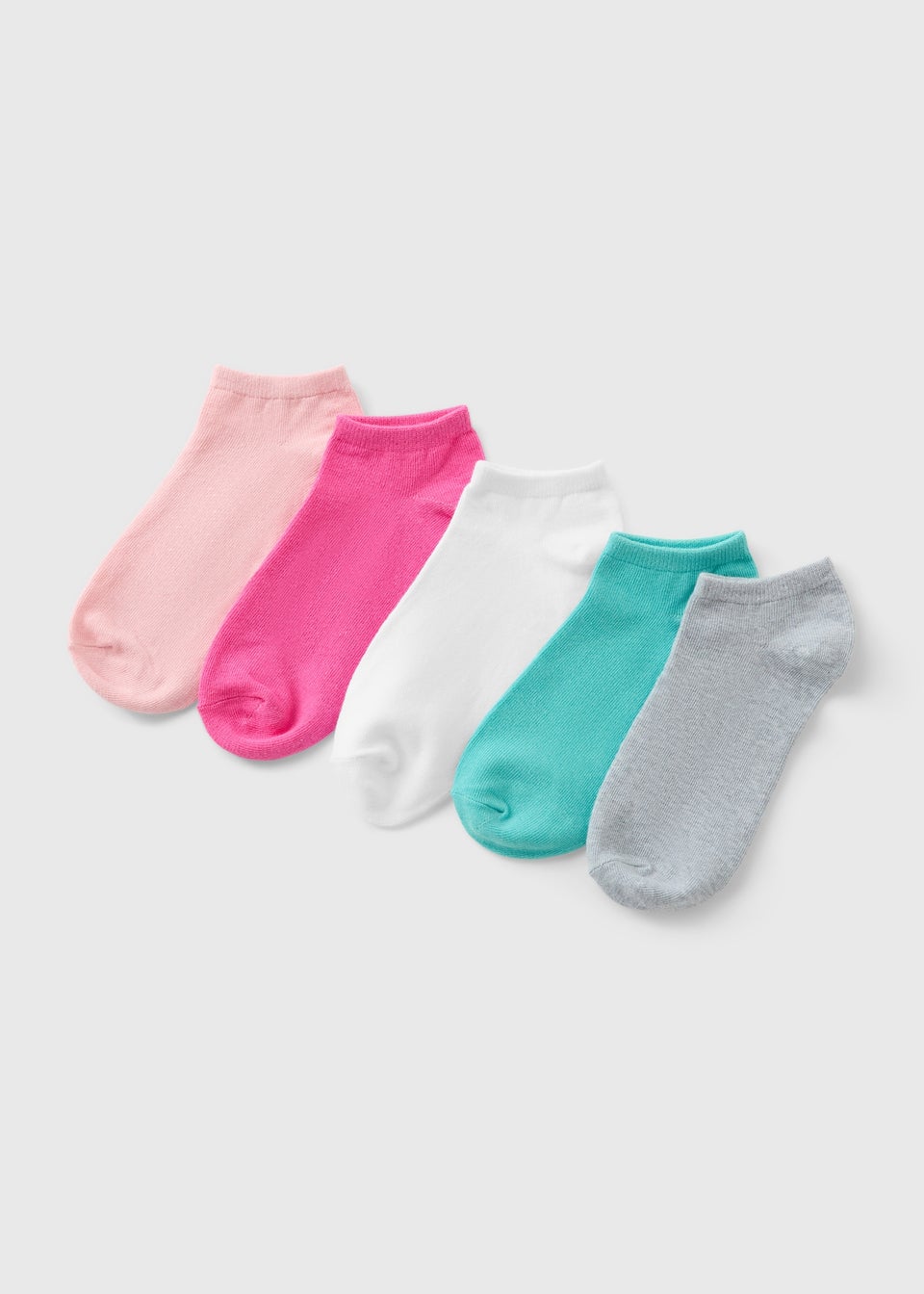 5 Pack Multicolour Plain Ankle Socks