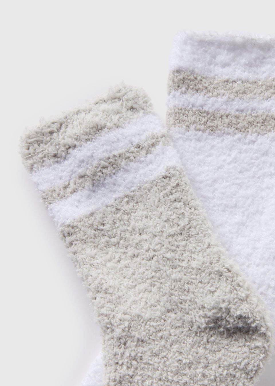2 Pack Grey Stripe Cosy Socks