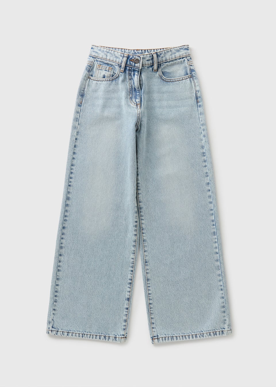 Girls Light Wash Wide Leg Jeans (7-15yrs)