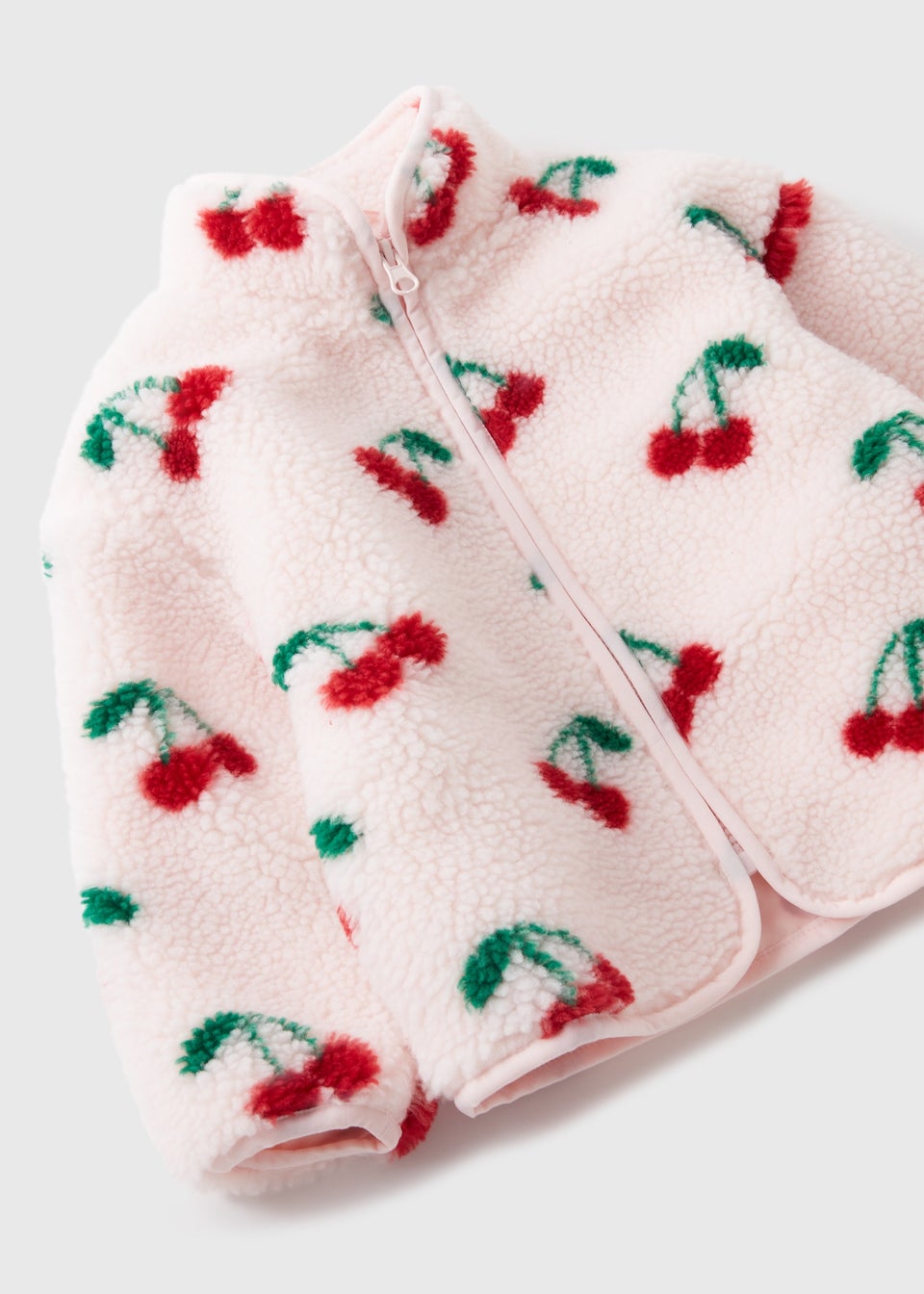 Girls Pink Cherry Borg Jacket (1-7yrs)