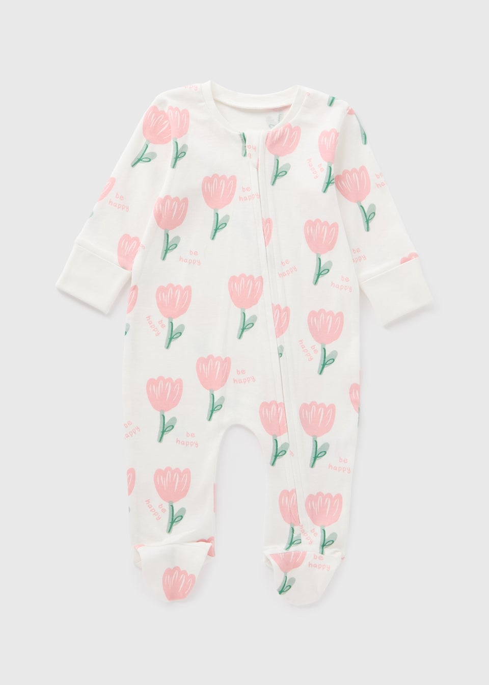 Baby Cream Tulip Zipped Sleepsuit (Newborn-18mths)