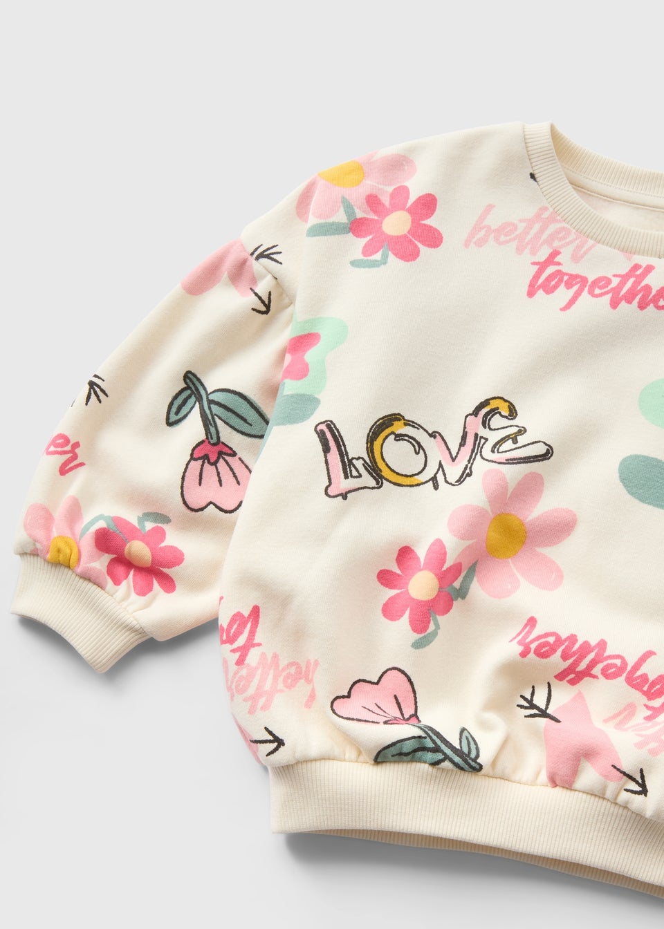 Girls Cream Graffiti Sweatshirt (1-7yrs)