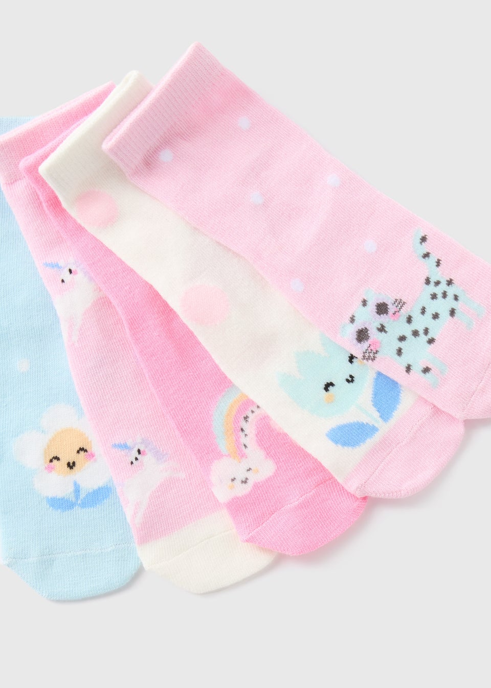 5 Pack Girls Pink Pretty Socks (Younger 6-Older 5.5)
