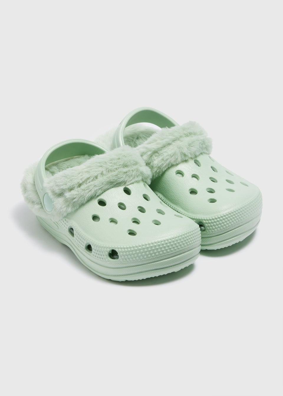 Kids Green Warm Lined Clogs (Younger 4/5-Older 12/13)