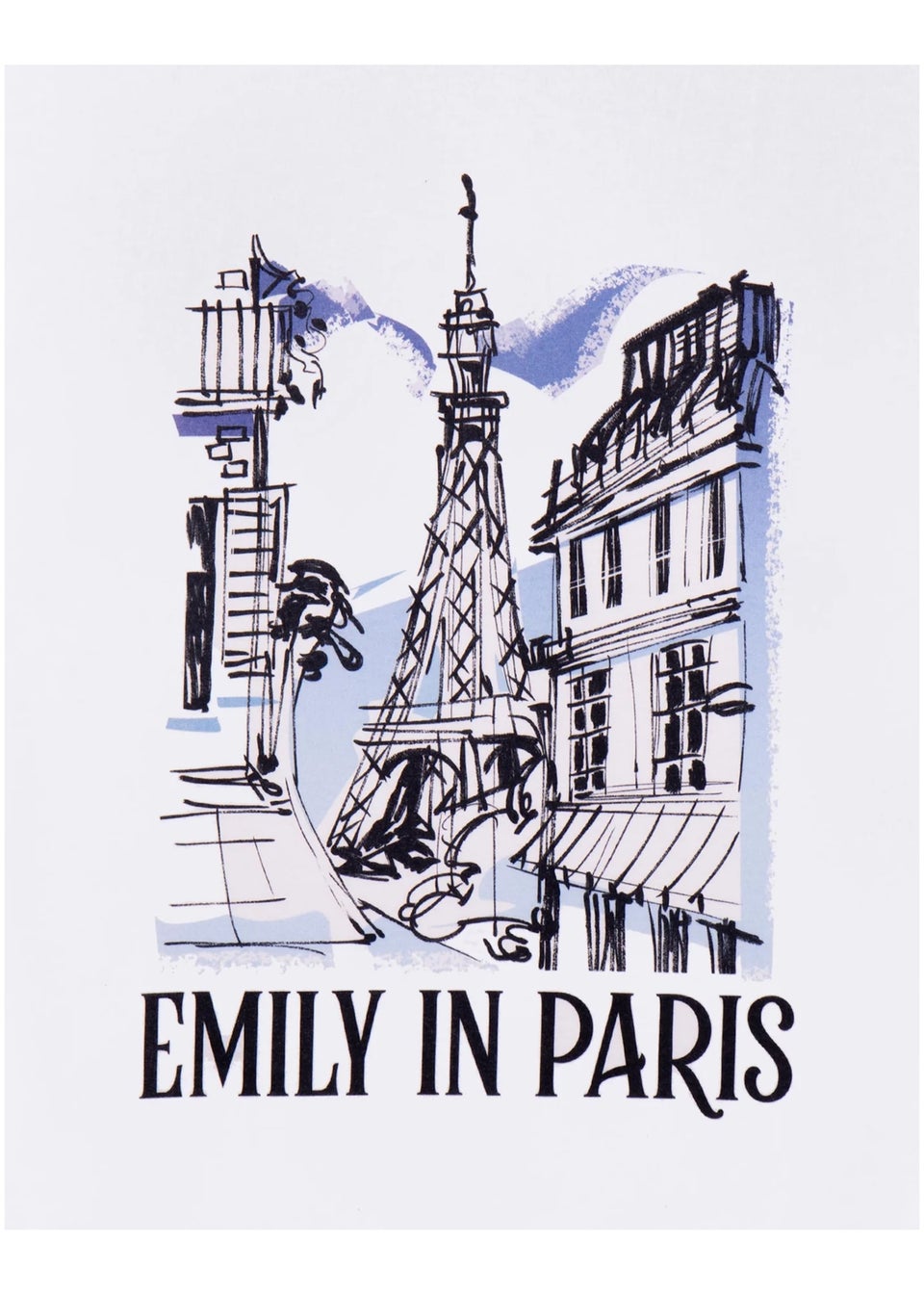 Emily In Paris White Sketchy Cityscape Short-Sleeved T-Shirt