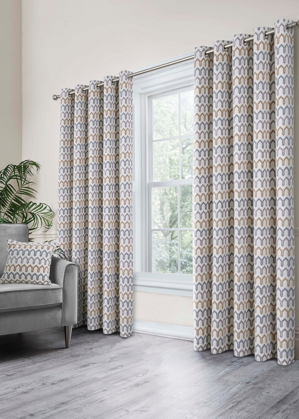 Curtina Arcadia Chenille Natural Eyelet Curtains
