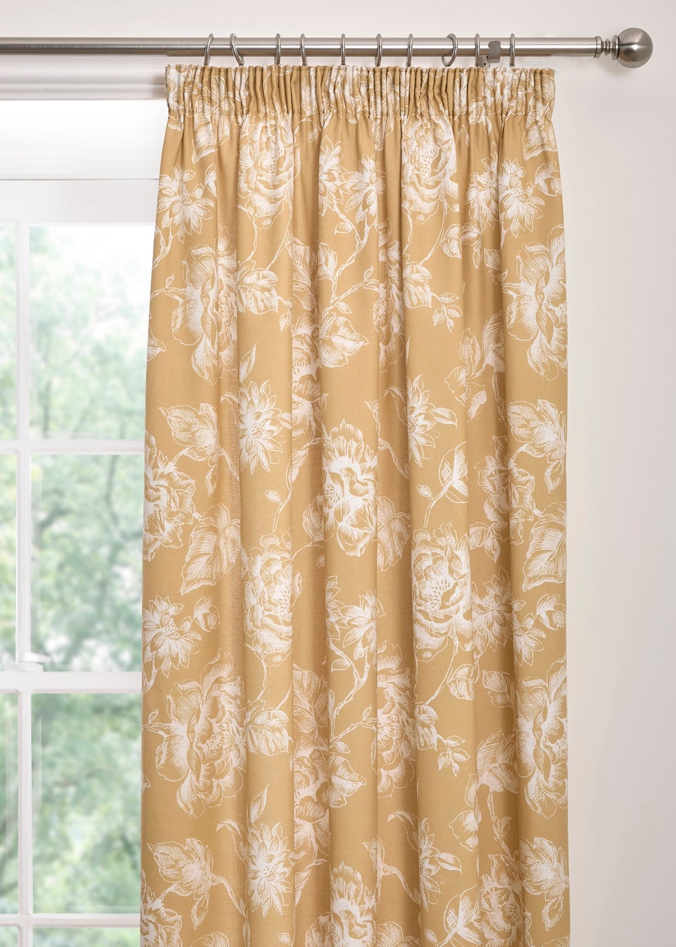 Dreams & Drapes Design Mishka Gold Pencil Pleat Curtains With Tie-Backs