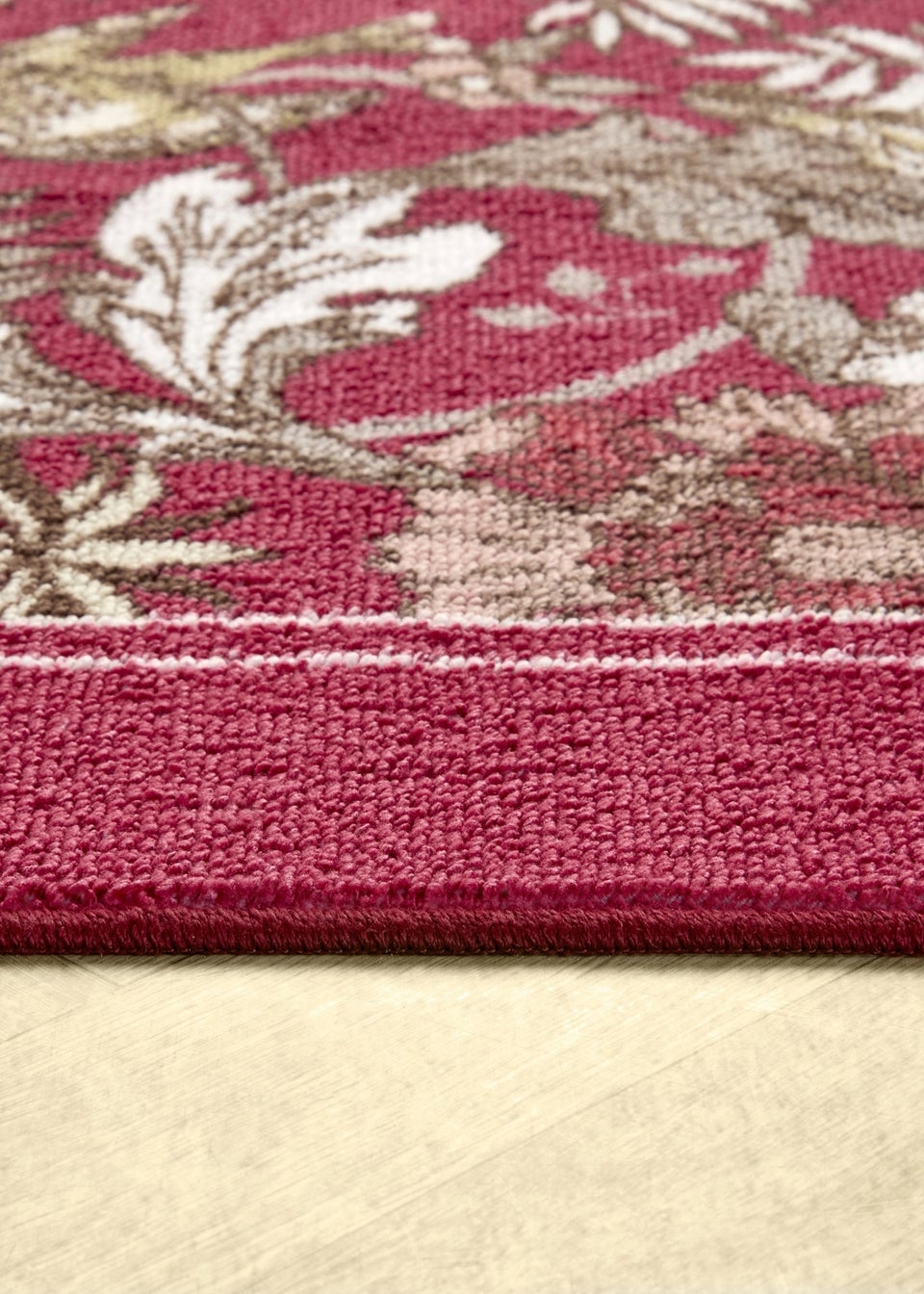 Dreams & Drapes Design Finch & Flower Non-Slip Red Washable Rug