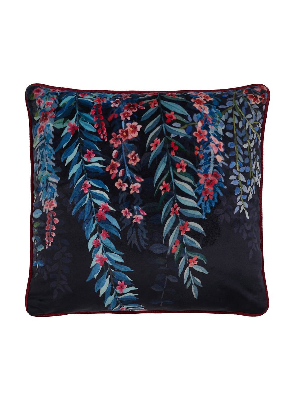 Soiree Tessa Navy Velvet Filled Cushion 43cm x 43cm Matalan
