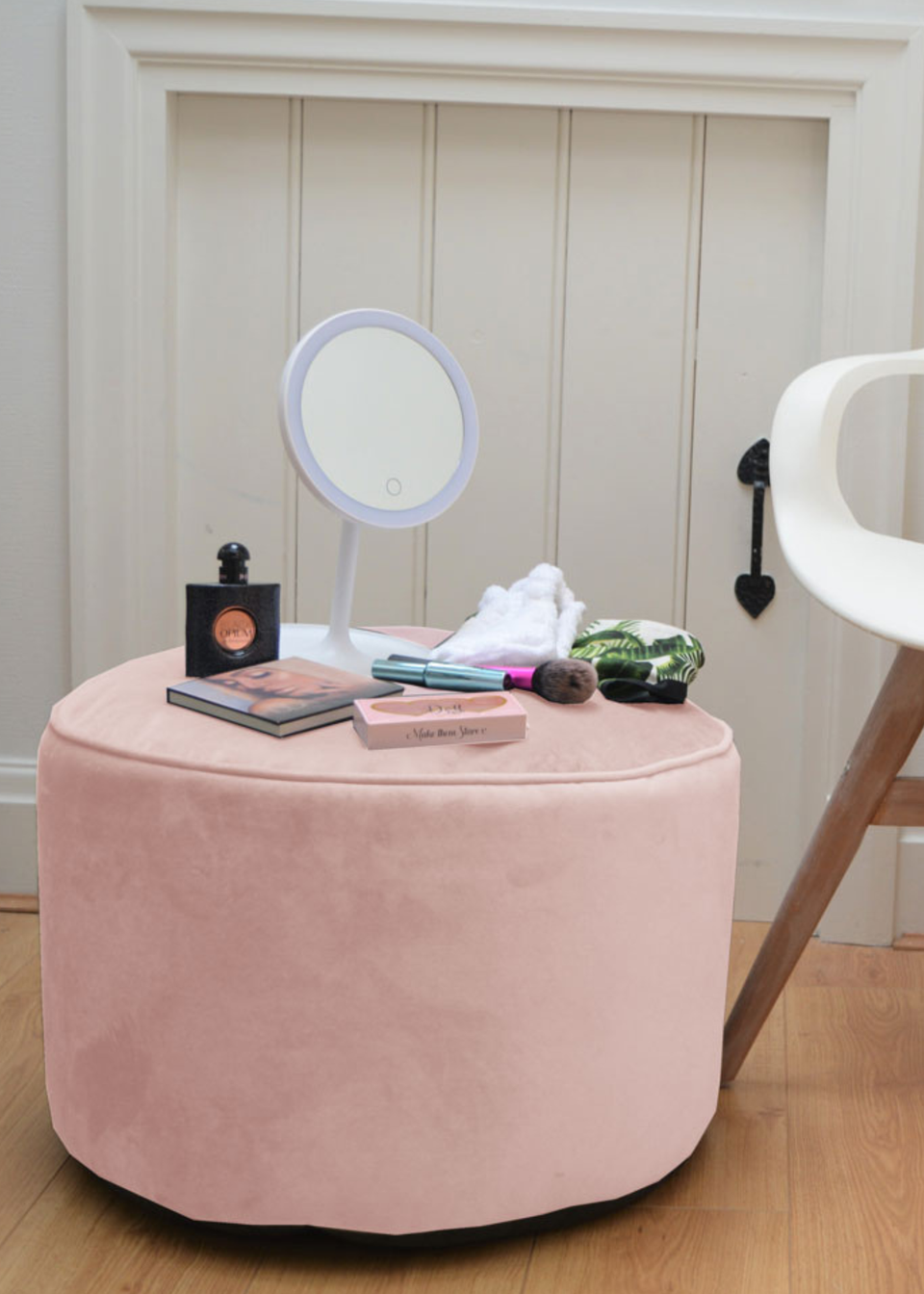 rucomfy Velvet Pouffe Pink Beanbag