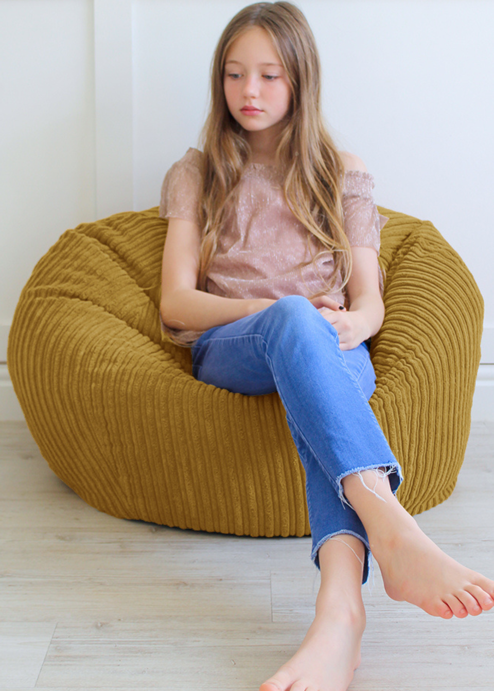 rucomfy Jumbo Cord Mini Slouchbag Mustard Beanbag Matalan