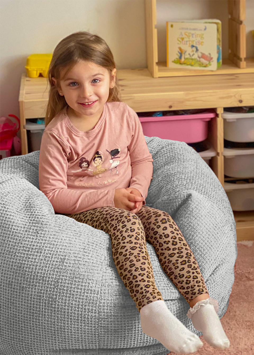 rucomfy Waffle Kids Slouchbag Platinum Grey Beanbag