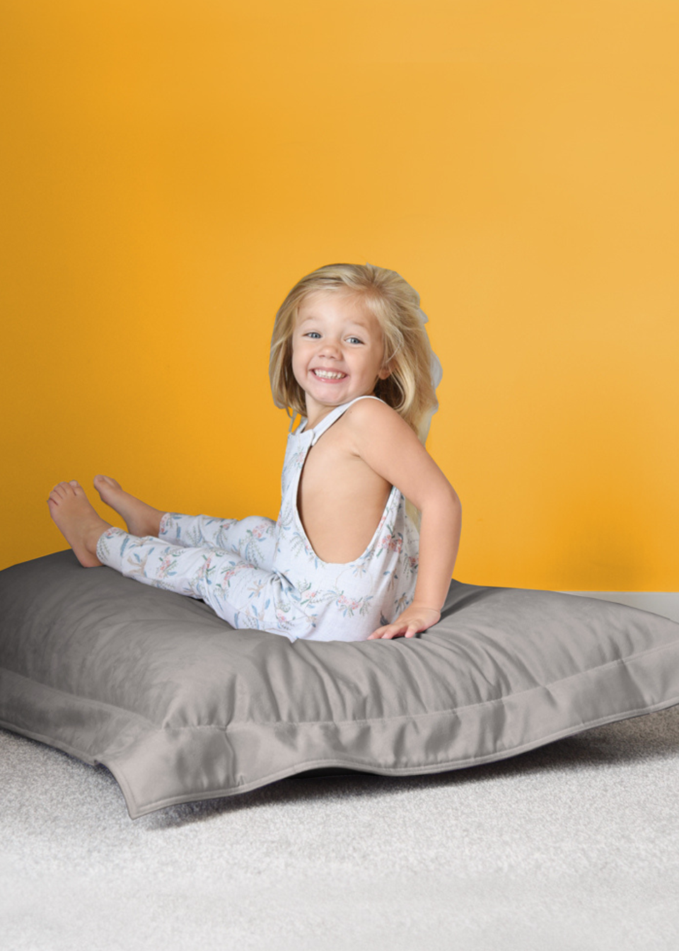 rucomfy Velvet Junior Squarbie Pebble Grey Beanbag