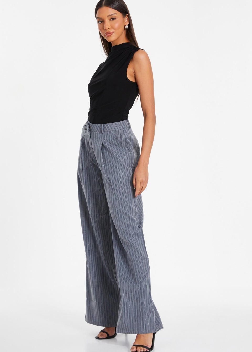 Quiz Black Ruched Sleeveless Bodysuit