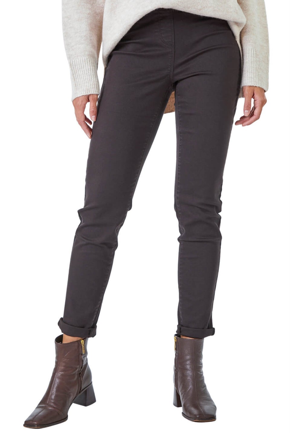 Roman Chocolate 31 Denim Stretch Elastic Waist Jegging Matalan