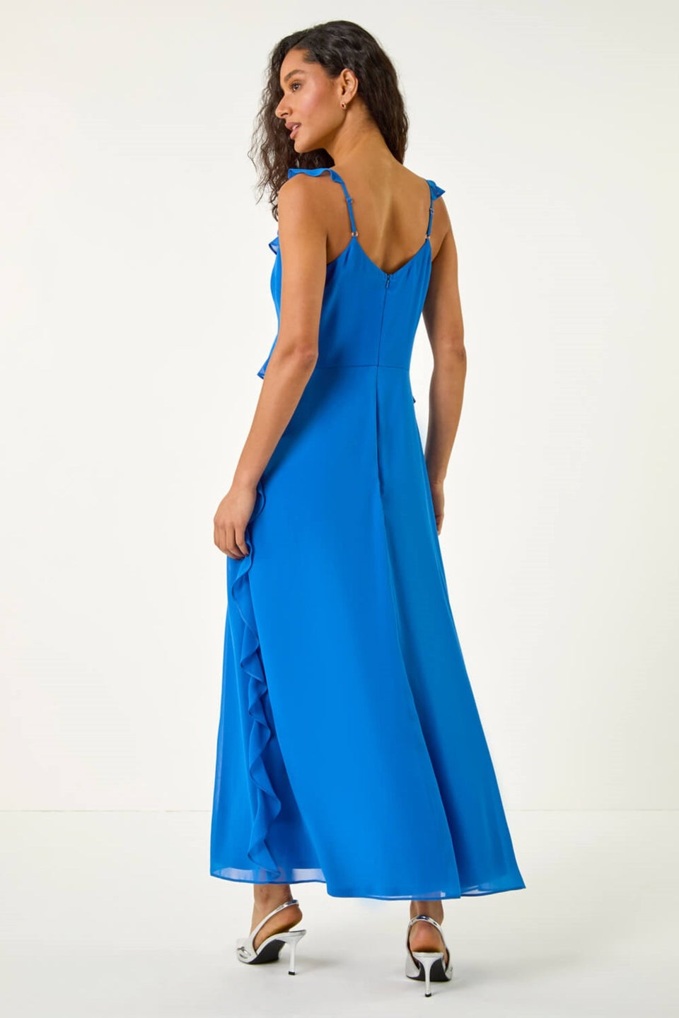 Dusk Ink Blue Dusk Frill Maxi Dress