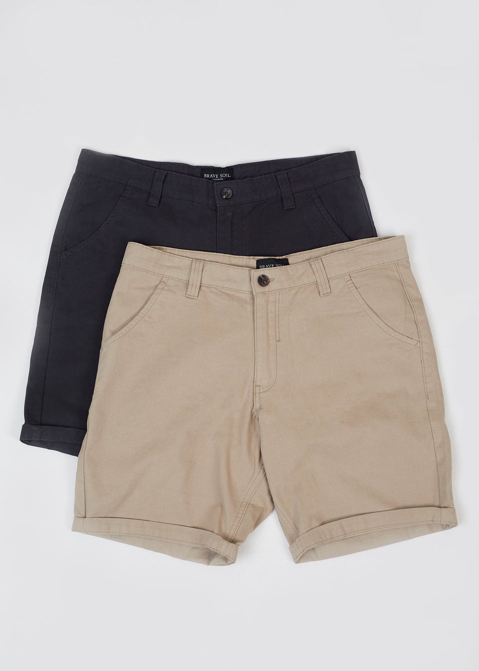 Brave Soul Navy 2 Pack Cotton Twill Chino Shorts Matalan